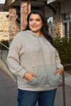 Junior Plus Grey-Lavender Long Sleeve Front Pocket Hoodie Top /3-2-1 - Tasha Apparel Wholesale