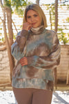 Plus Size Tie-Dye Turtle Neck Super Soft Sweatshirt /3-2-1 - Tasha Apparel Wholesale
