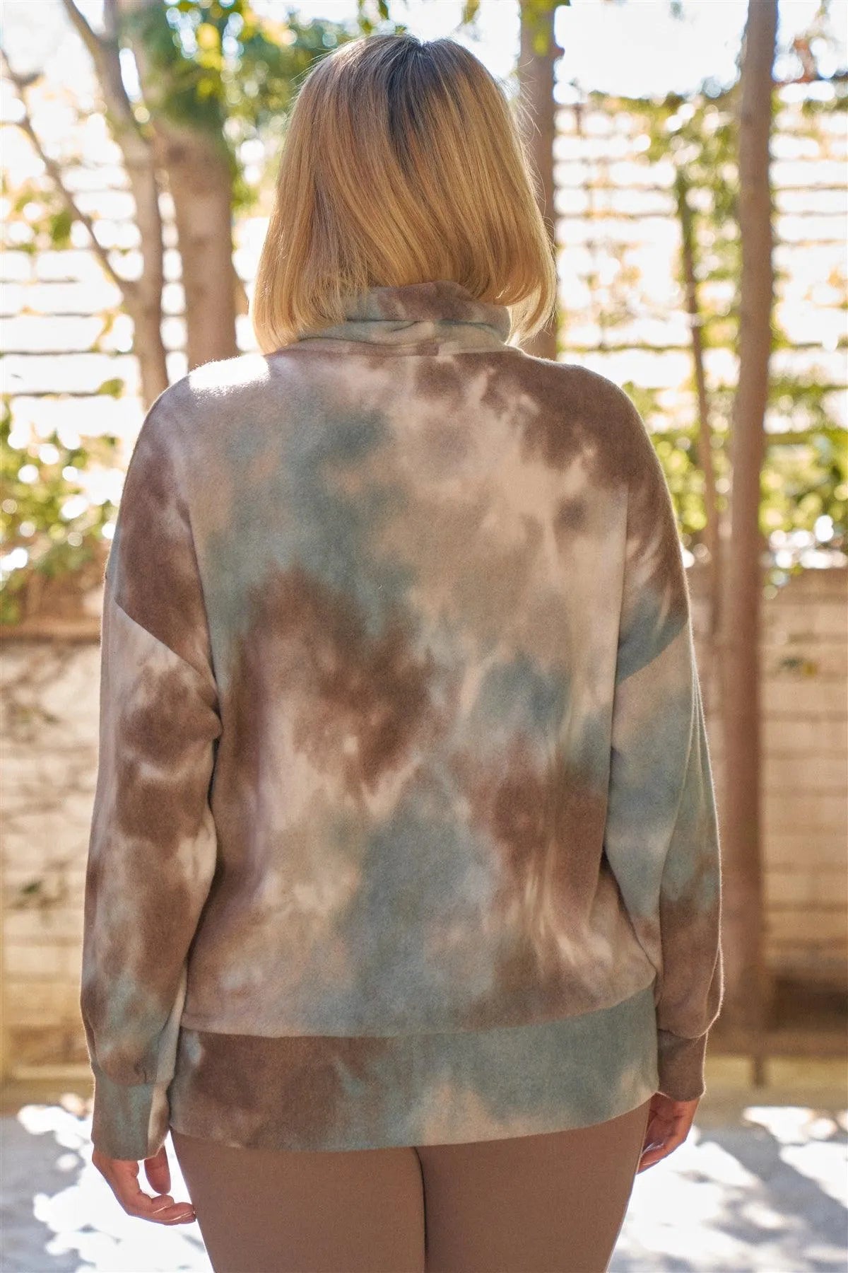 Plus Size Tie-Dye Turtle Neck Super Soft Sweatshirt /3-2-1 - Tasha Apparel Wholesale