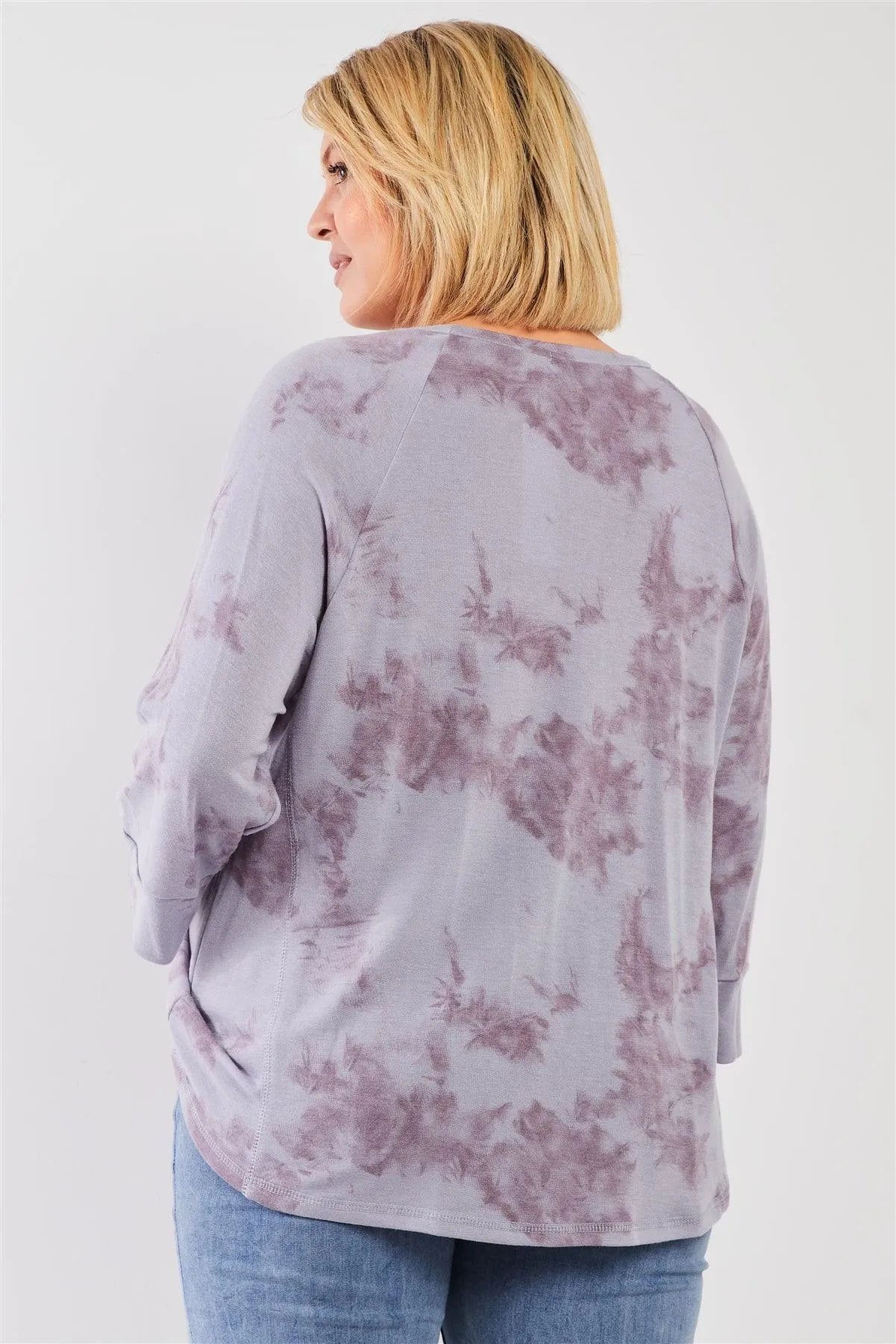 Plus Size Lavender Tie-Dye Acid Wash Sweatshirt /3-2-1 - Tasha Apparel Wholesale