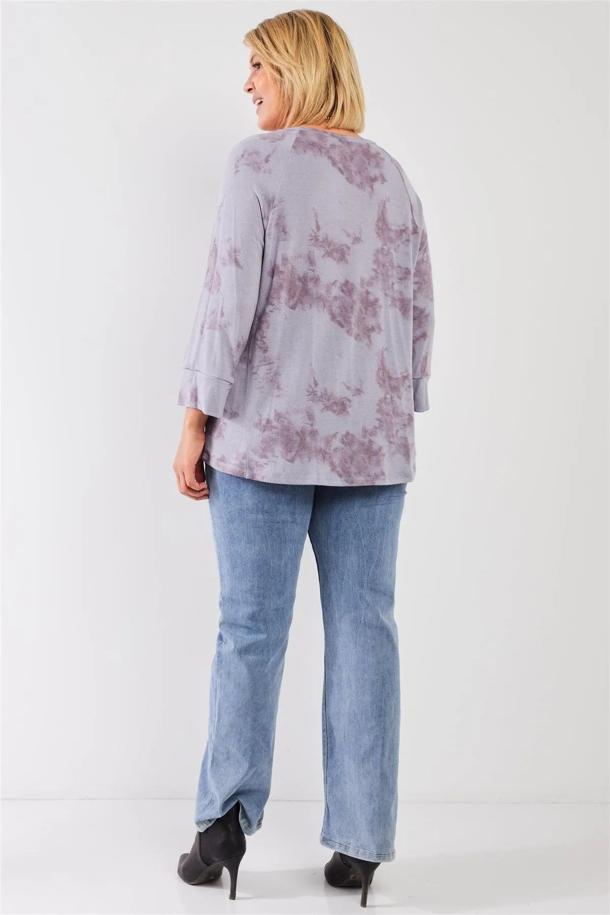 Plus Size Lavender Tie-Dye Acid Wash Sweatshirt /3-2-1 - Tasha Apparel Wholesale