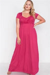 Plus Size Sangria Berry Short Sleeve Maxi Dress - Tasha Apparel Wholesale