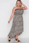 Plus Size Beige Black Strapless High-Low Boho Dress - Tasha Apparel Wholesale