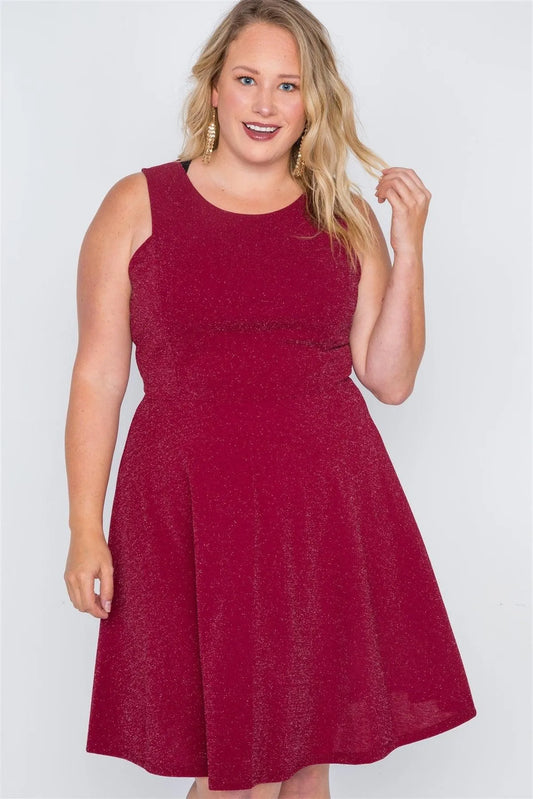 Plus Size Burgundy Sleeveless A-Line Evening Dress - Tasha Apparel Wholesale
