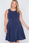 Junior Plus Size Navy Sleeveless A-Line Evening Dress /2-2-2 - Tasha Apparel Wholesale