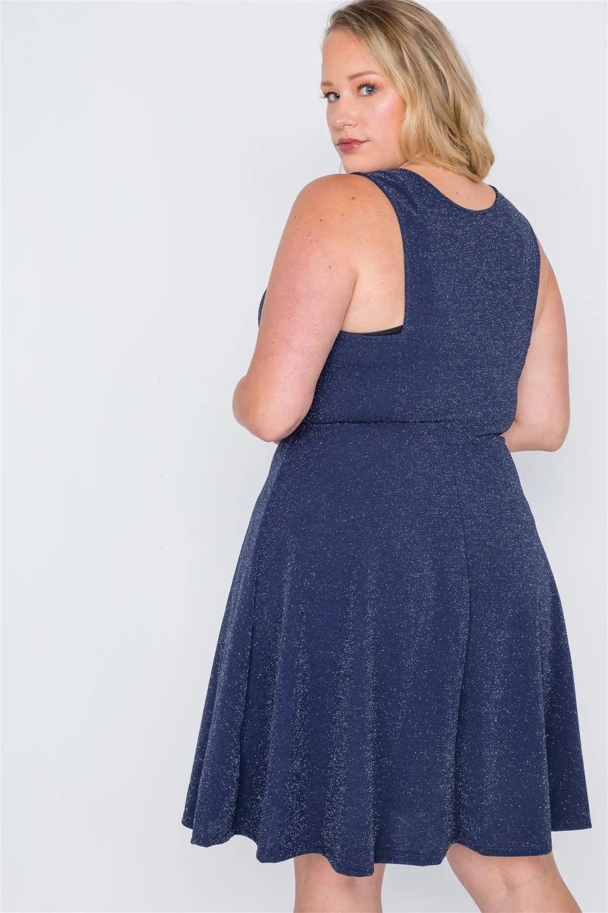 Junior Plus Size Navy Sleeveless A-Line Evening Dress /2-2-2 - Tasha Apparel Wholesale