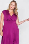 Plus Size Berry Pleat Accordion Fit & Flair Dress - Tasha Apparel Wholesale