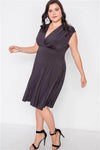 Plus Size Black Pleat Accordion Fit & Flair Dress - Tasha Apparel Wholesale