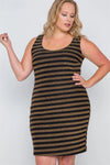 Plus Size Black Gold Stripe Bodycon Mini Dress - Tasha Apparel Wholesale