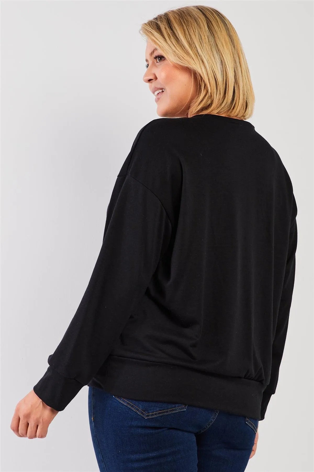 Black "Monday Sunday" Print Long Sleeve Relaxed Sweatshirt Top /2-1-1 - Tasha Apparel Wholesale