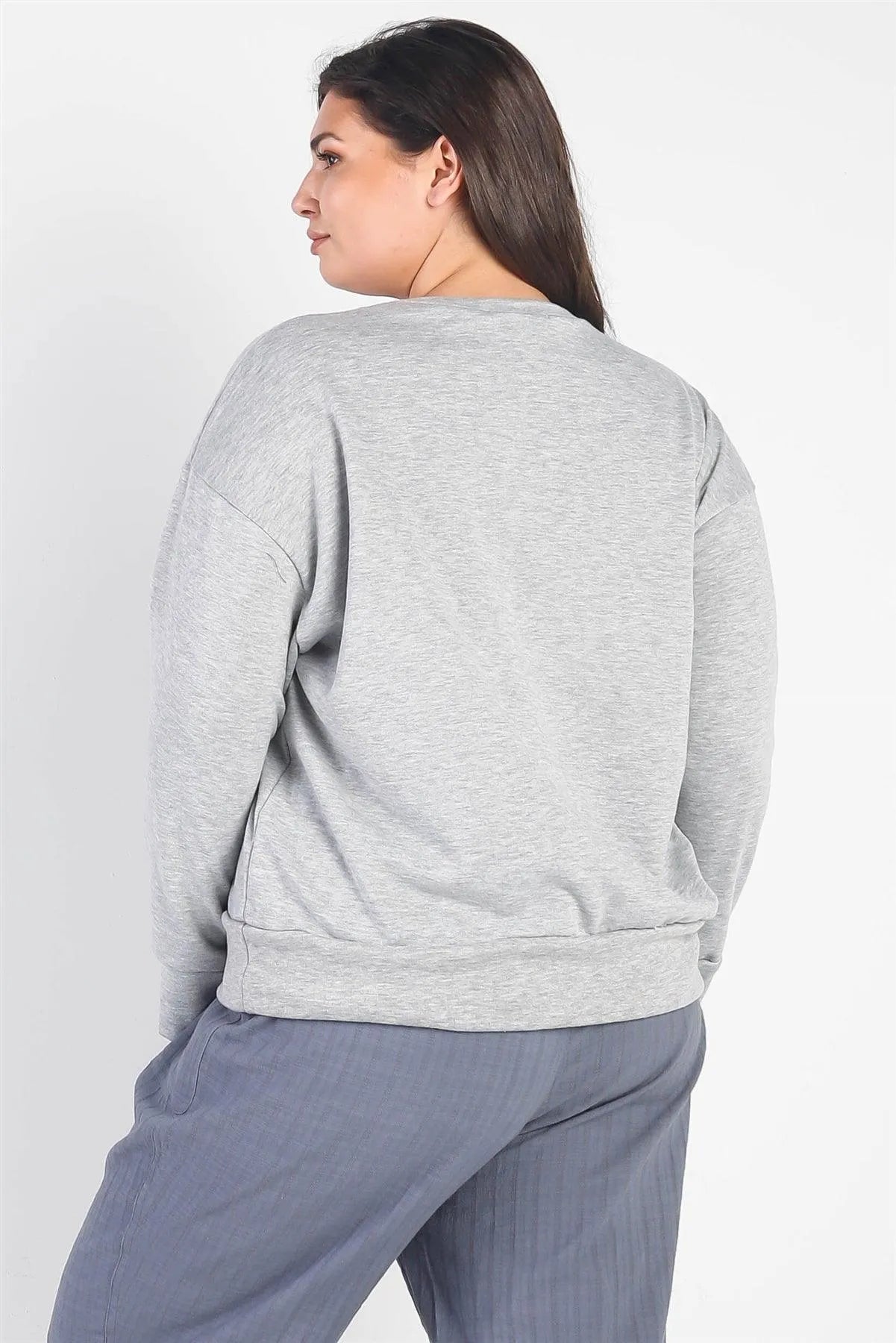 Junior Plus Heather Grey "Best Wife Ever" Long Sleeve Top /2-2 - Tasha Apparel Wholesale