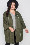 Plus Size Olive Utility Long Sleeve Jacket - Tasha Apparel Wholesale