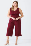 Plus Size V-Neck Two Pocket Wrap Back Jumpsuit /3-2-1 - Tasha Apparel Wholesale