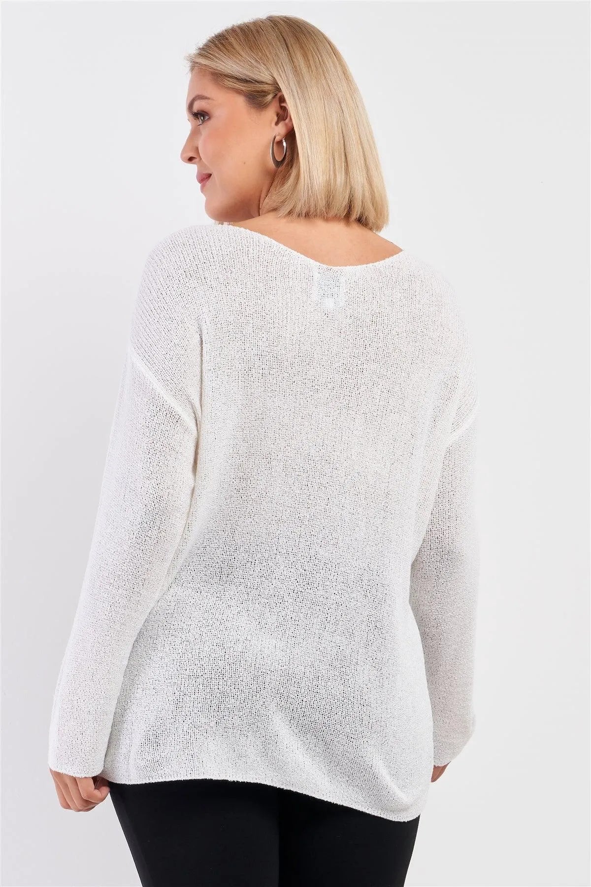 Junior Plus Ivory "Free As A Bird" Logo Knit Sweater /5-1 - Tasha Apparel Wholesale