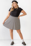 Junior Plus Black & White Geo & Flower High Waist Mini Skirt /3-2-1 - Tasha Apparel Wholesale