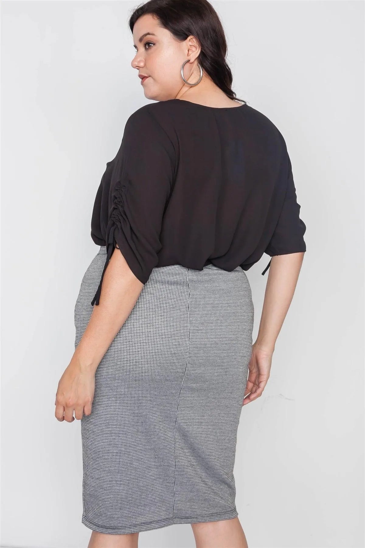Junior Plus Size Black White Plaid Pencil Skirt /2-2-2 - Tasha Apparel Wholesale
