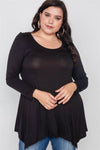 Plus Size Black Long Sleeve Basic Top - Tasha Apparel Wholesale