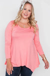Plus Size Coral Long Sleeve Basic Top /2-2-2 - Tasha Apparel Wholesale