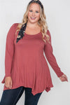 Plus Size Henna Rust Long Sleeve Basic Top - Tasha Apparel Wholesale