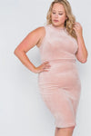 Junior Plus Size Blush Sleeveless Bodycon Soft Midi Dress /2-2-2 - Tasha Apparel Wholesale