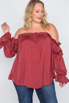 Plus Size Rust Ruffled Satin Evening Top /2-2-2 - Tasha Apparel Wholesale