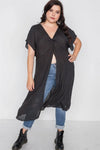 Plus Size Black Front Slit Tunic Cover-Up Top - Tasha Apparel Wholesale