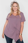 Plus Size Lilac Short Sleeve Twist Front Top - Tasha Apparel Wholesale