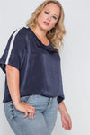 Plus Size Midnight Blue Colorblock Short Sleeve Top /2-2-2 - Tasha Apparel Wholesale