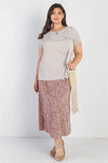 Junior Plus Taupe Twist Detail Round Neck Short Sleeve Top /4-2-1 - Tasha Apparel Wholesale