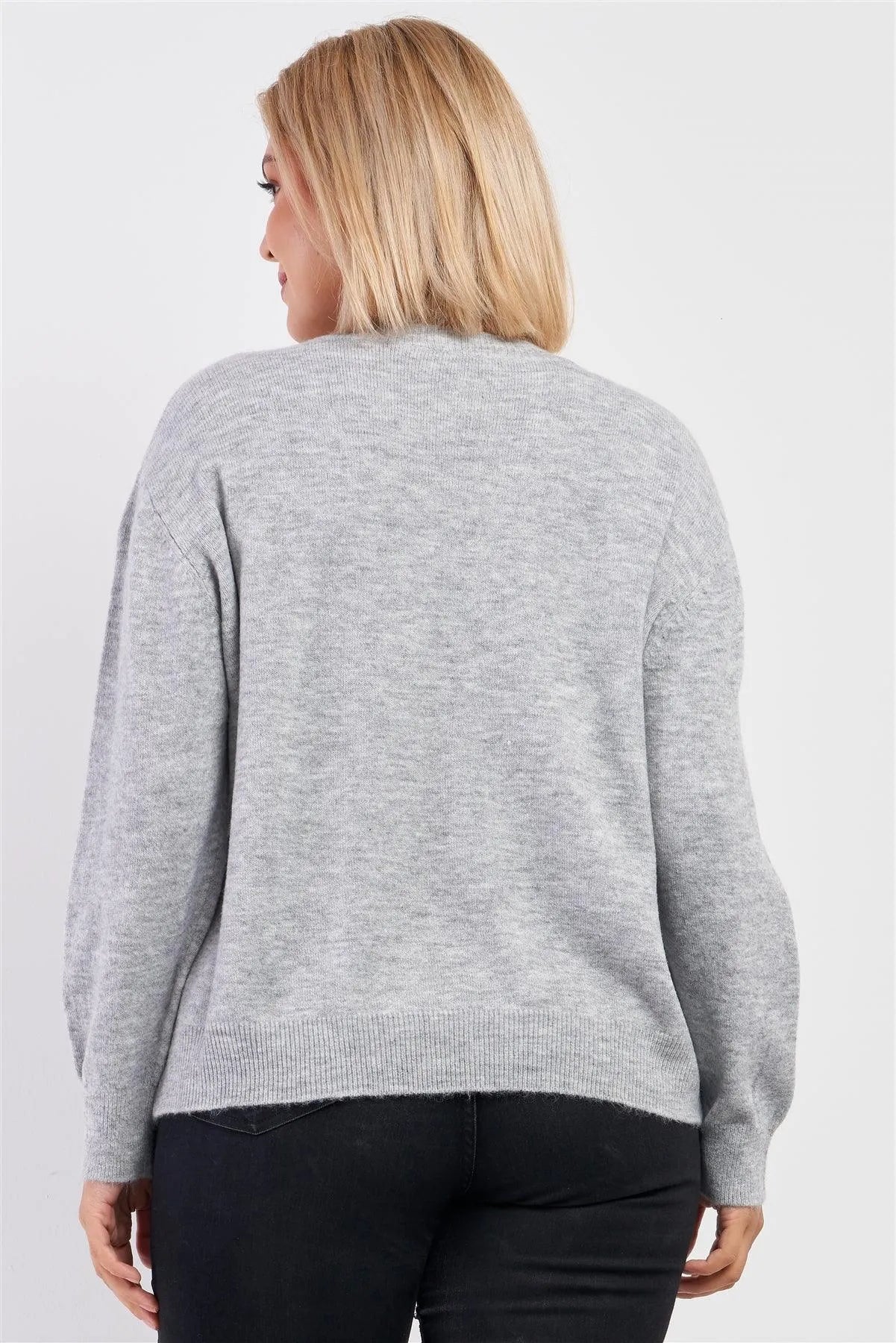 Junior Plus Size Soft Ribbed Fleece Sweater - Tasha Apparel Wholesale