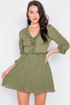 Olive Flounce Polkadot A-Line Midi Dress /2-2-2 - Tasha Apparel Wholesale