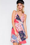 Navy Red Multi Floral Print Fit & Flare Skater Mini Dress /2-2-2 - Tasha Apparel Wholesale