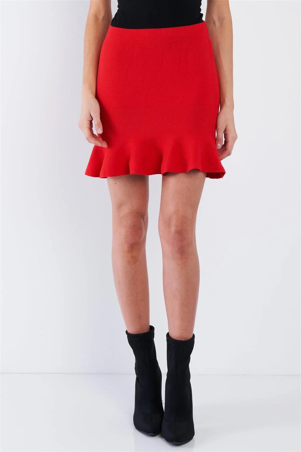 Red Mermaid Frill Hem Mini Skirt /4-3-1 - Tasha Apparel Wholesale