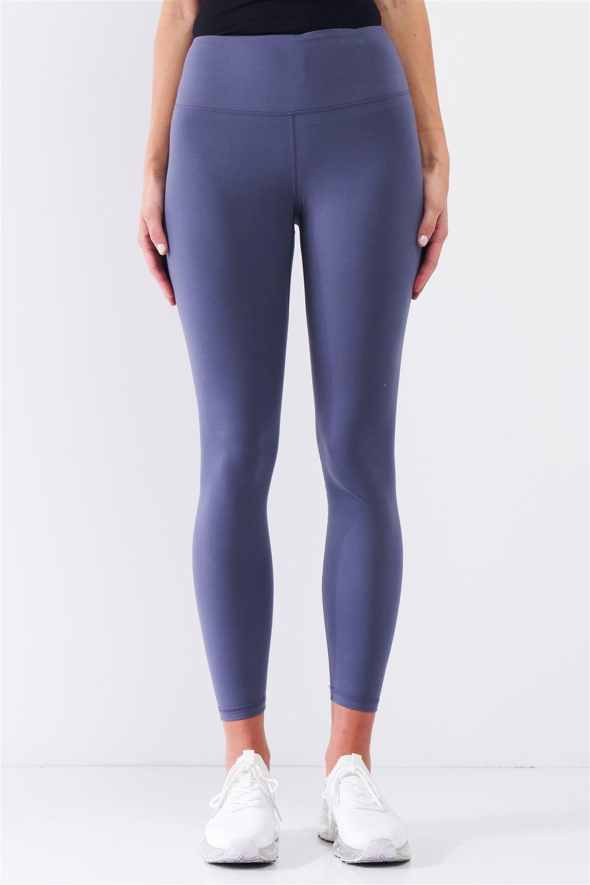 Violet Blue Mid-Rise Inner Waist Pocket Detail Tight Fit Soft Yoga & Work Out Legging Pants /1-2-2-1