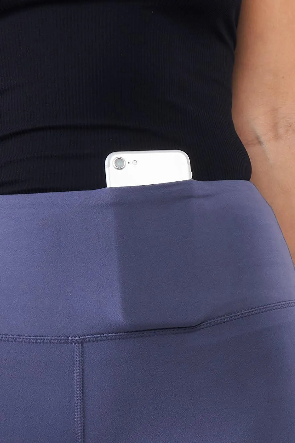 Violet Blue Mid-Rise Inner Waist Pocket Detail Tight Fit Soft Yoga & Work Out Legging Pants /1-2-2-1 - Tasha Apparel Wholesale