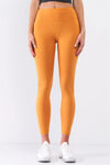 Amber Yellow Mid-Rise Inner Waist Pocket Detail Tight Fit Soft Yoga & Work Out Legging Pants /1-2-2-1 - Tasha Apparel Wholesale