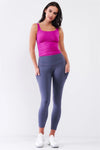 Violet Blue High Waist Thigh Pocket Detail Tight Fit Soft Yoga & Work Out Legging Pants /1-2-2-1 - Tasha Apparel Wholesale