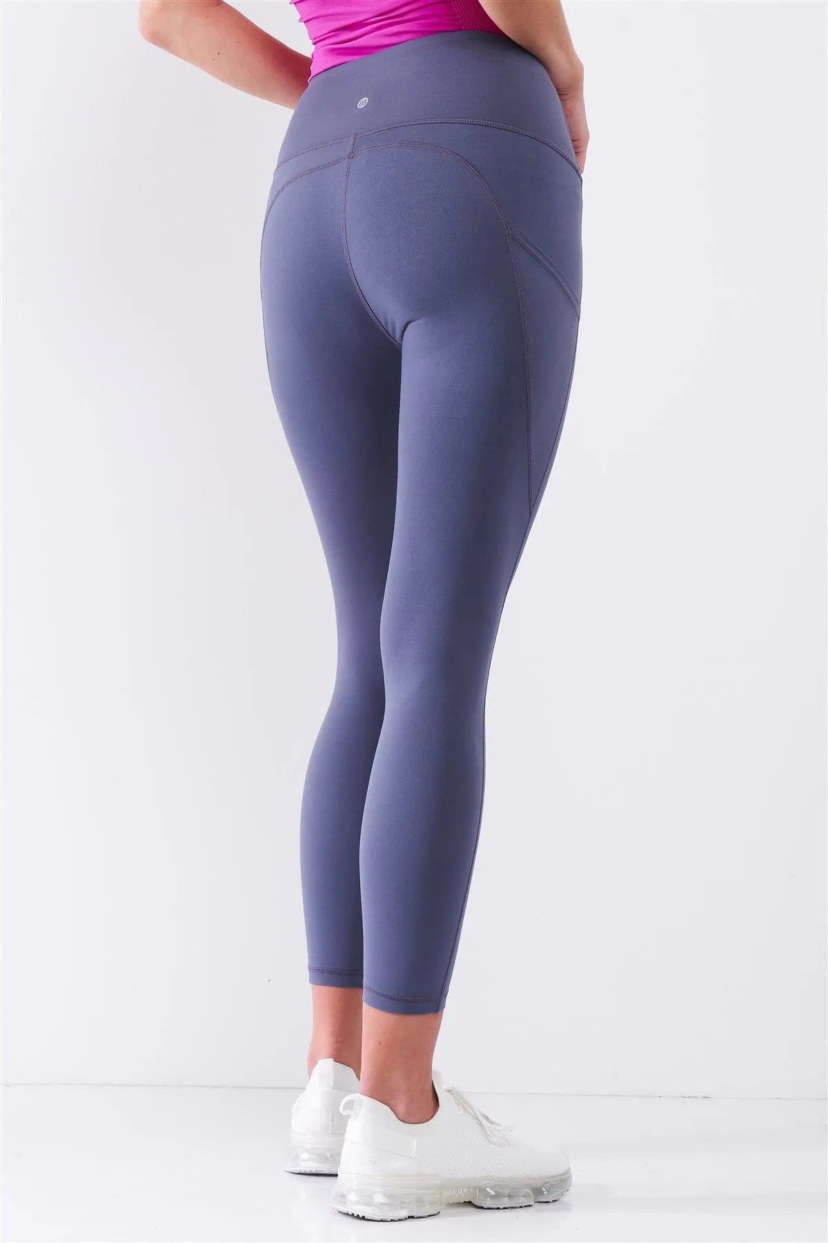 Violet Blue High Waist Thigh Pocket Detail Tight Fit Soft Yoga & Work Out Legging Pants /1-2-2-1 - Tasha Apparel Wholesale