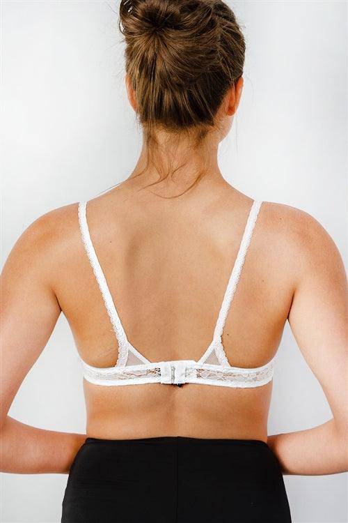 White Contrast Bow Lace Bralette /2-2-2