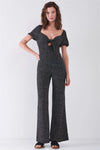 Black & White Polka Dot Sweetheart Neck With Self-Tie Detail Wide Leg Jumpsuit /3-2-1 - Tasha Apparel Wholesale