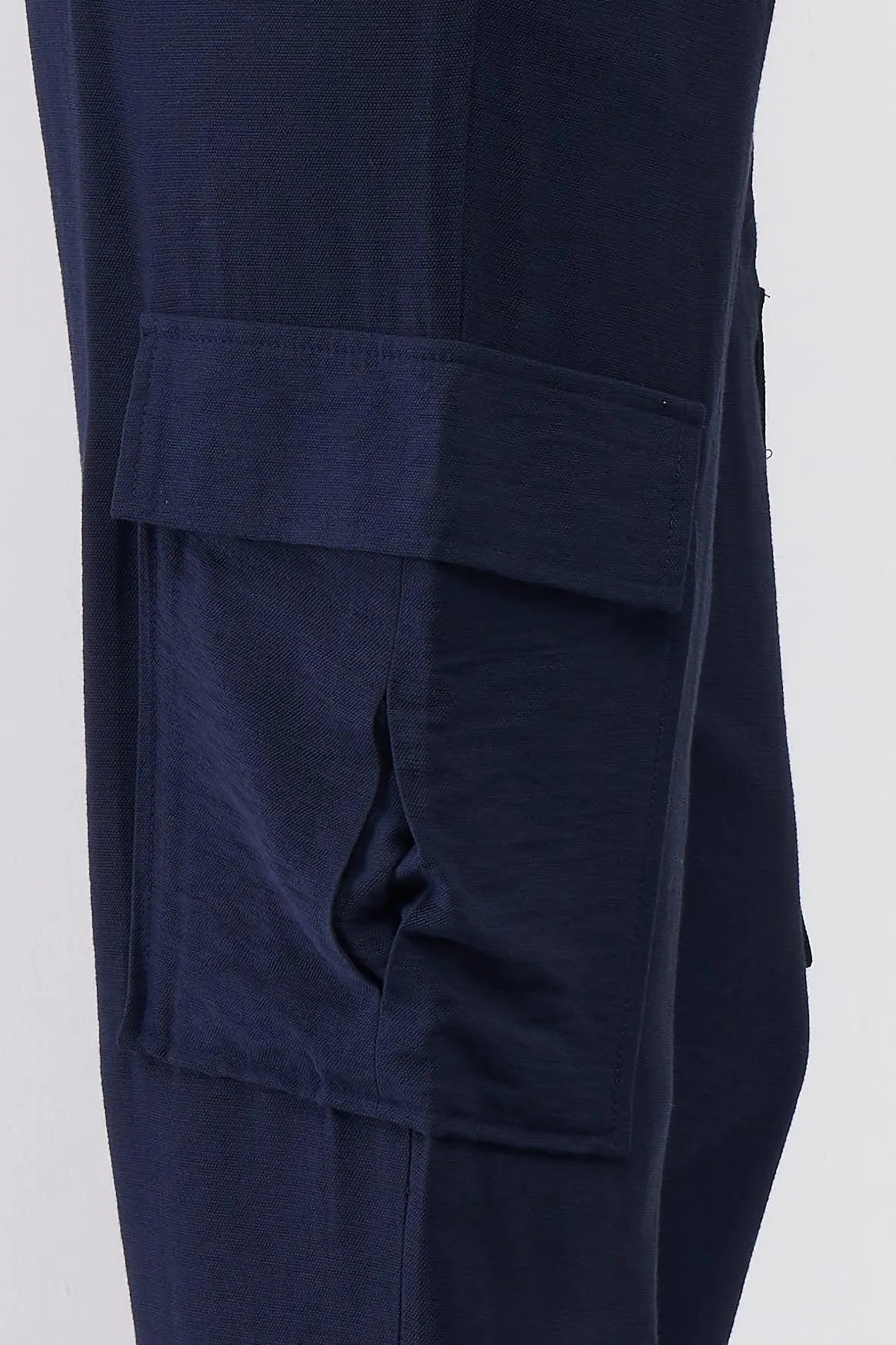 Navy Elastic Draw String Tie High Waist Two Side Leg Pockets Self-Tie Bottom Drawstring Jogger Pants /2-2-2 - Tasha Apparel Wholesale