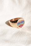 Gold Rainbow Studded Heart Ring Band - Pack of 6 - Tasha Apparel Wholesale