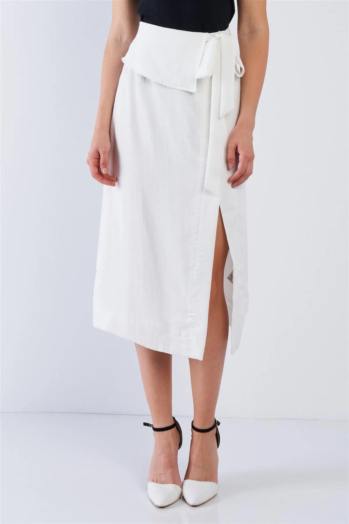 White Button Down Collared Skirt /2-2-2 - Tasha Apparel Wholesale
