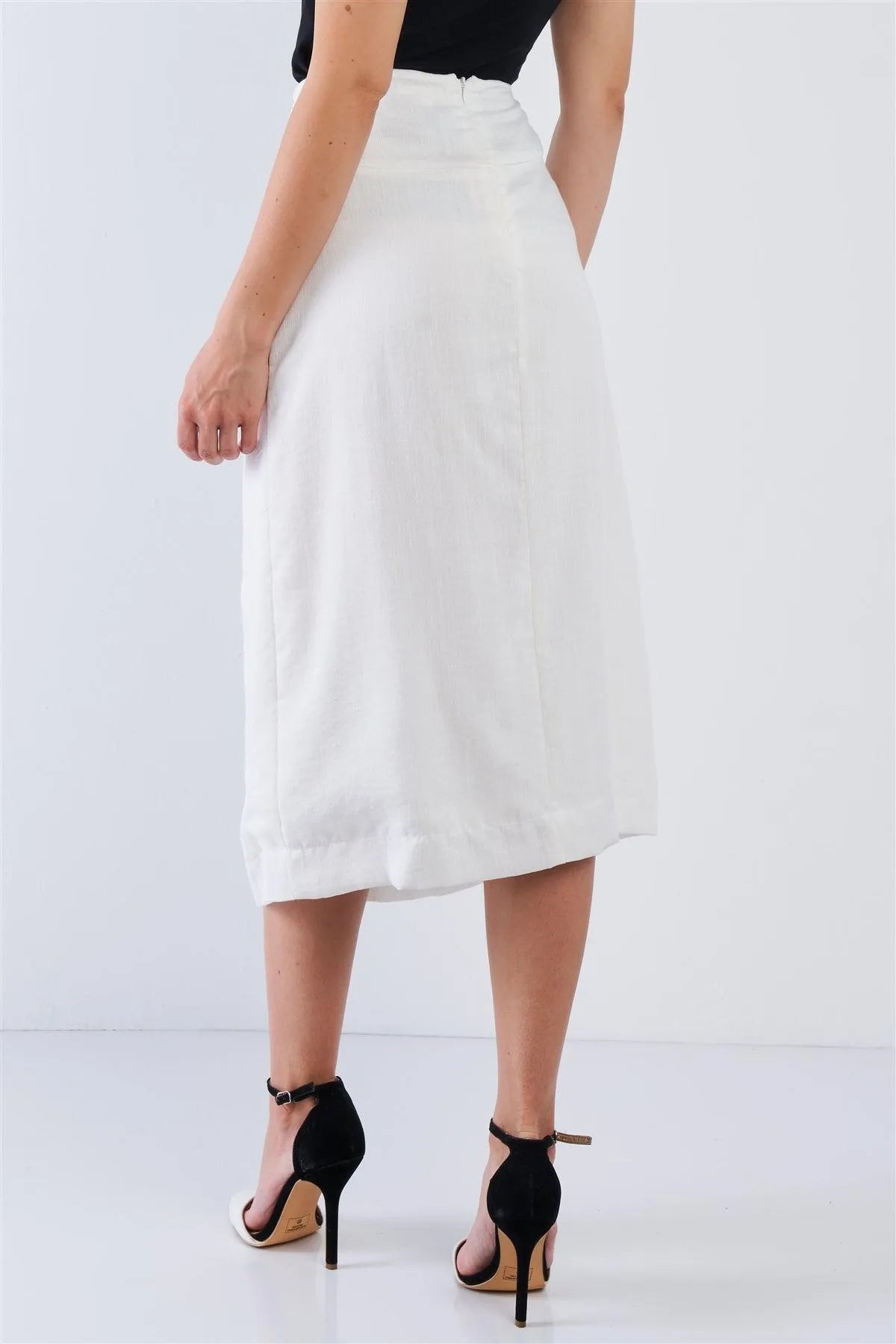 White Button Down Collared Skirt /2-2-2 - Tasha Apparel Wholesale