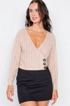 Taupe Wrap Long Sleeve Top /2-2-2 - Tasha Apparel Wholesale
