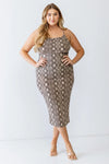 Junior Plus Grey Combo Snake Print Elasticized Strappy Back Criss-Cross Midi Dress /1-1-1 - Tasha Apparel Wholesale