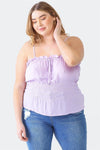 Junior Plus Lavender Sleeveless Strappy Ruffle Smocked Top /1-1-1 - Tasha Apparel Wholesale