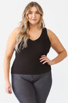 Junior Plus Black Ribbed Back Lace Down Detail Sleeveless Top /1-1-1 - Tasha Apparel Wholesale