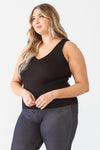 Junior Plus Black Ribbed Back Lace Down Detail Sleeveless Top /2-1-1 - Tasha Apparel Wholesale