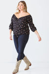 Plus Size Floral Off-The-Shoulder Ruched Crop Top - Tasha Apparel Wholesale